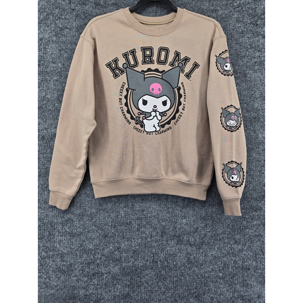 Kuromi Sanrio Sweatshirt Women's S Tan Graphic Sleeve Print Cheeky But Charming